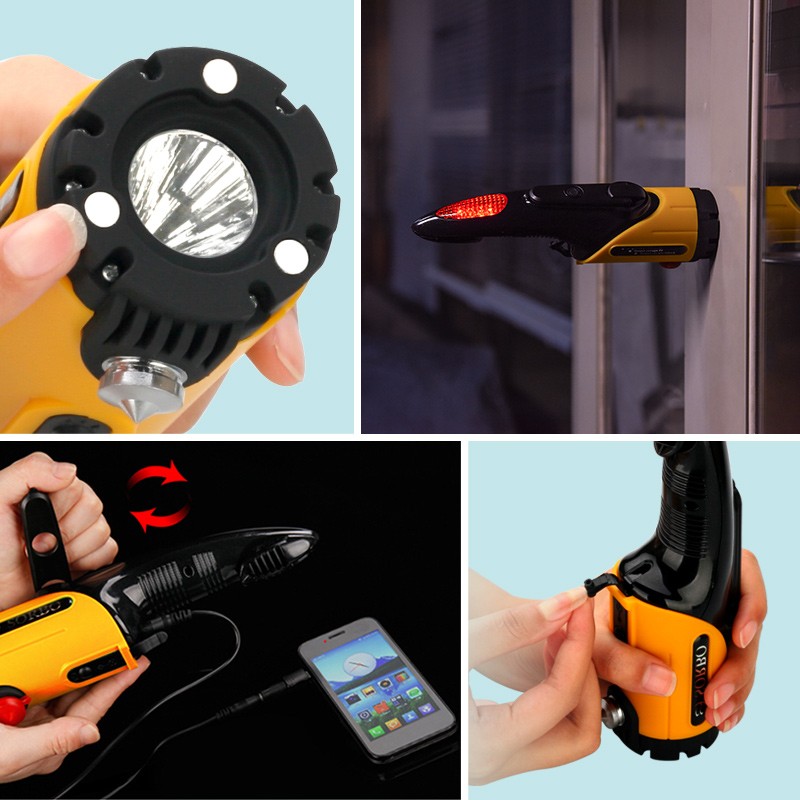 Car Window Breaker Hammer Emergency Tool with Flashlight and Cutter