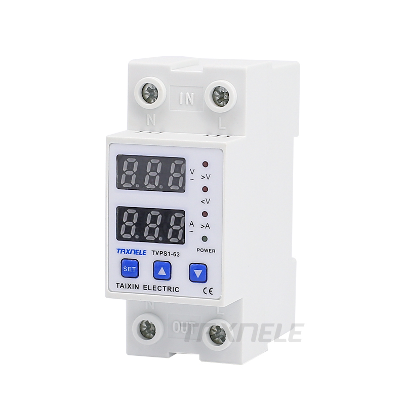 63A 230V Din rail adjustable over under voltage protective protector relay protection, digital electric voltage protector