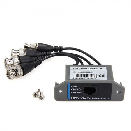 4 Channel Passive CCTV Camera UTP BNC Video Balun Transceiver Rj45 CAT5 Cable