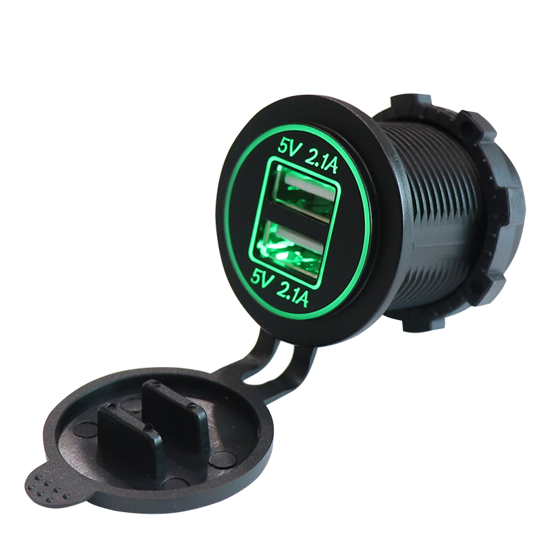 IP66 Waterproof Power Outlet for 12V/24V Car Boats and Marine Motorcycle Truck SUV UTV Dual 5V/4.2A USB Car Charger