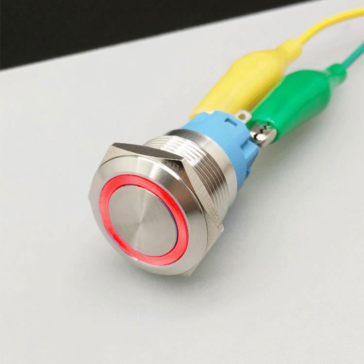 19mm 12V LED Illuminated Metal IP67 Push Button Switch
