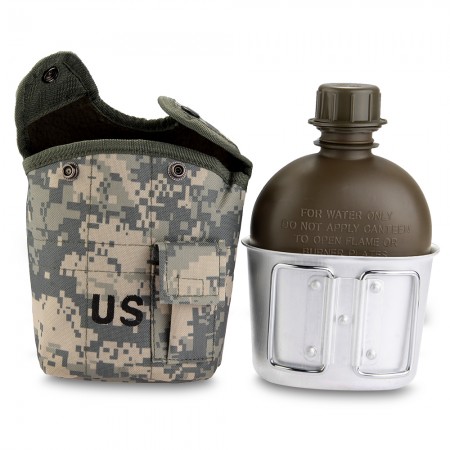 Military Camouflage 1L Water Bottle Sport Hiking Camping Outdoor