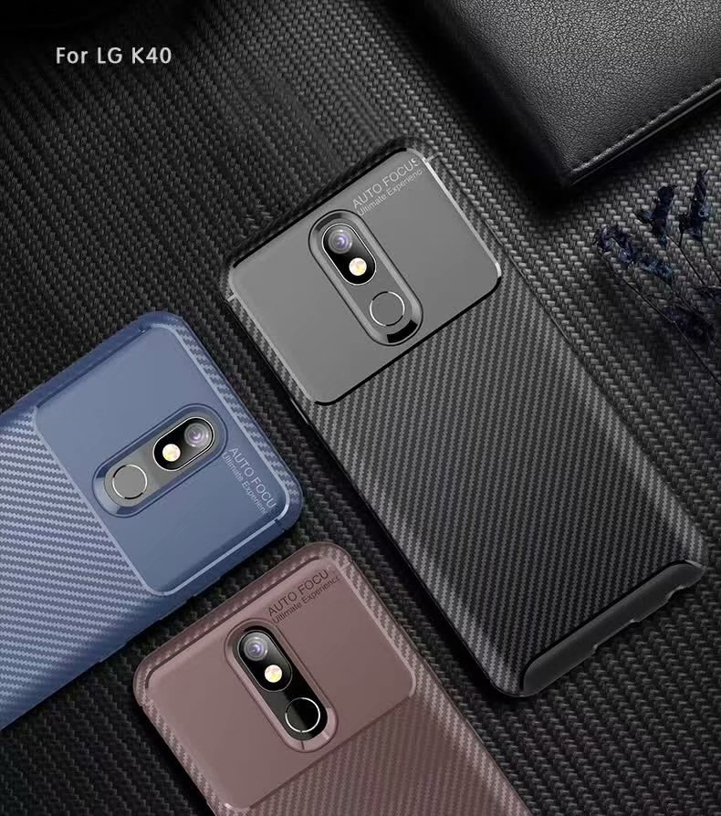 Carbon Fiber 360 Protective phone case For LG K40 TPU Silicone back cover case