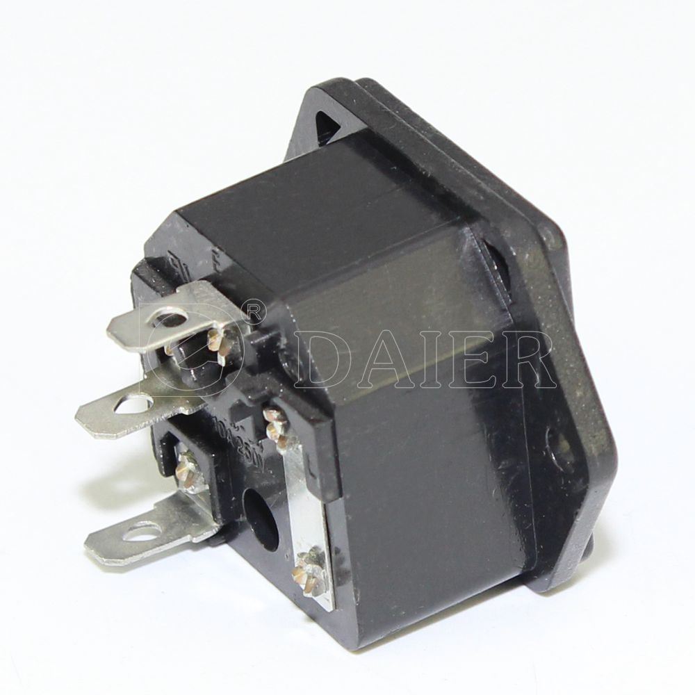 IEC C14 Power Socket -10A Screw In PCB Inlet- Panel Chassis Mount Connector 250V