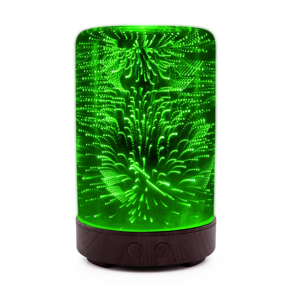 100ml Glass Aroma Diffuser with 3D Visual Effect 7 Color Changing Night Light and Timer Cool Smooth Mist Humidifier