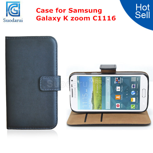 Leather Flip Case for Samsung Galaxy K Zoom C1116 Wallet Cover