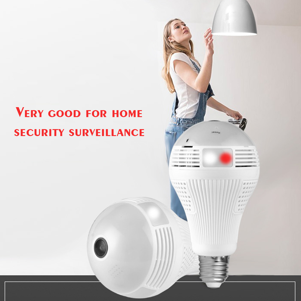 360 Degree Bulb Camera Security Mini Wireless Lamp WIFI IP Cameras Fisheye Panoramic Bulb HD 1080P WIFI Network Remote Monitor