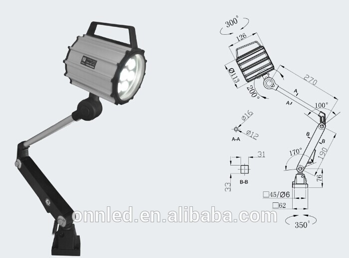 ONN brand M2 24V 220V IP65 long arm industrial light for cnc machine