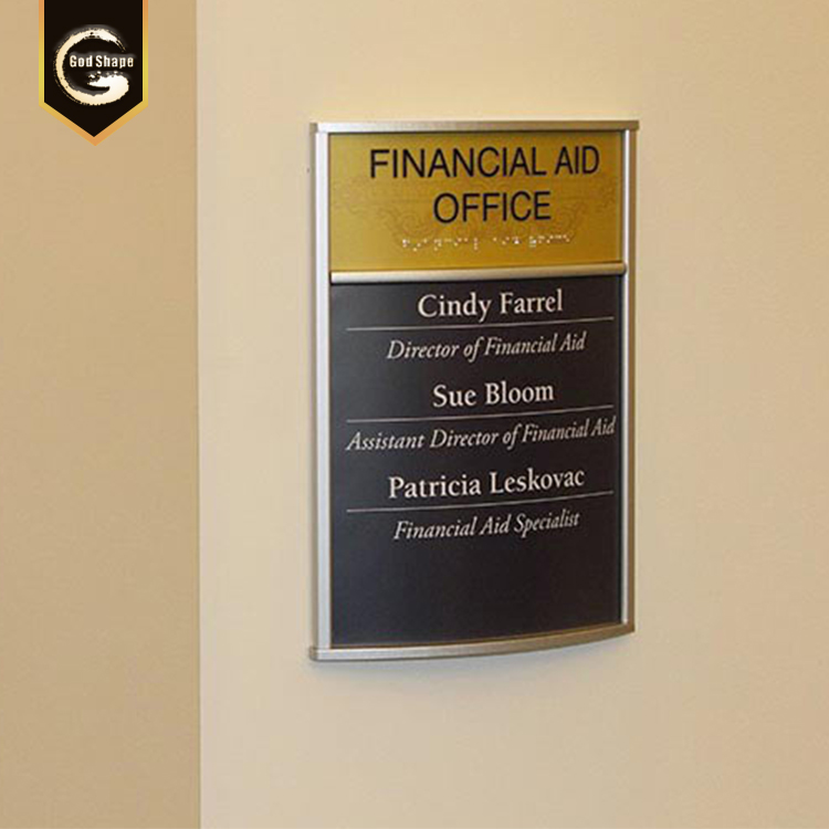 GS Custom wall mounted aluminum sign board washroom toilet door platesign board Room Id plaque