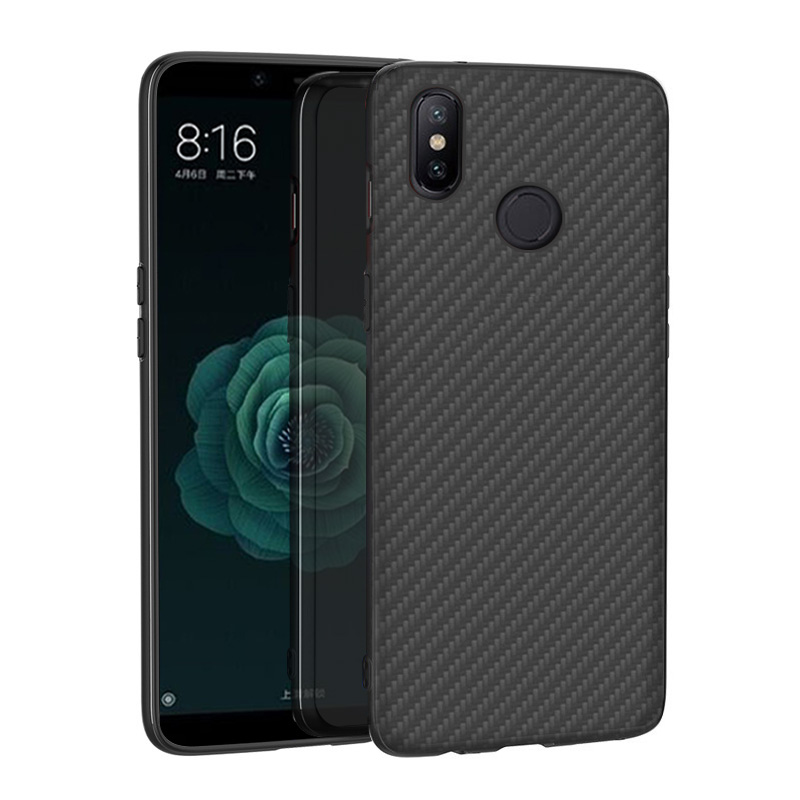 Matte Finish Carbon Fiber Textured Light Thin Shock Absorbing Bumper Skin hard case For Xiaomi Mi A2