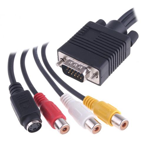 High quality VGA to S-Video + 3 RCA Converter Cable 20cm 7.9 PC VGA Cable to S-VIDEO Converter Cable Adapter