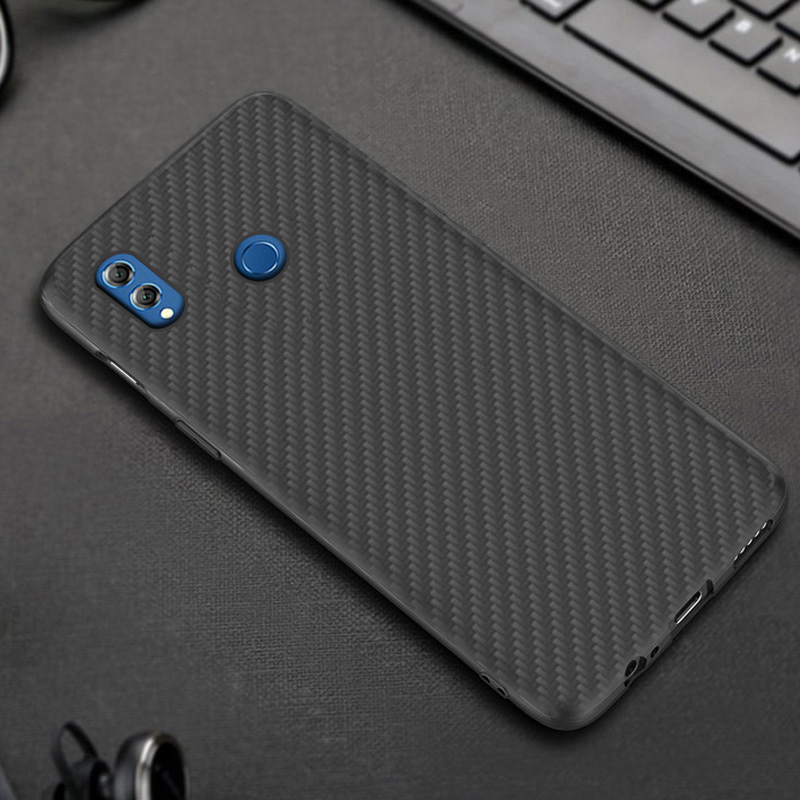 Matte Finish Carbon Fiber Textured Light Thin Shock Absorbing Bumper Skin hard case For Huawei honor 8X