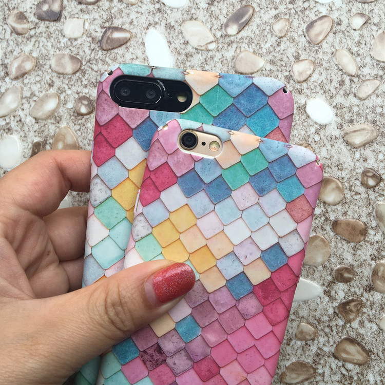 Rainbow Colorful Diamond Texture Smartphone Case for iPhone 7 plus for iPhone 8 PC Case Phone Cover