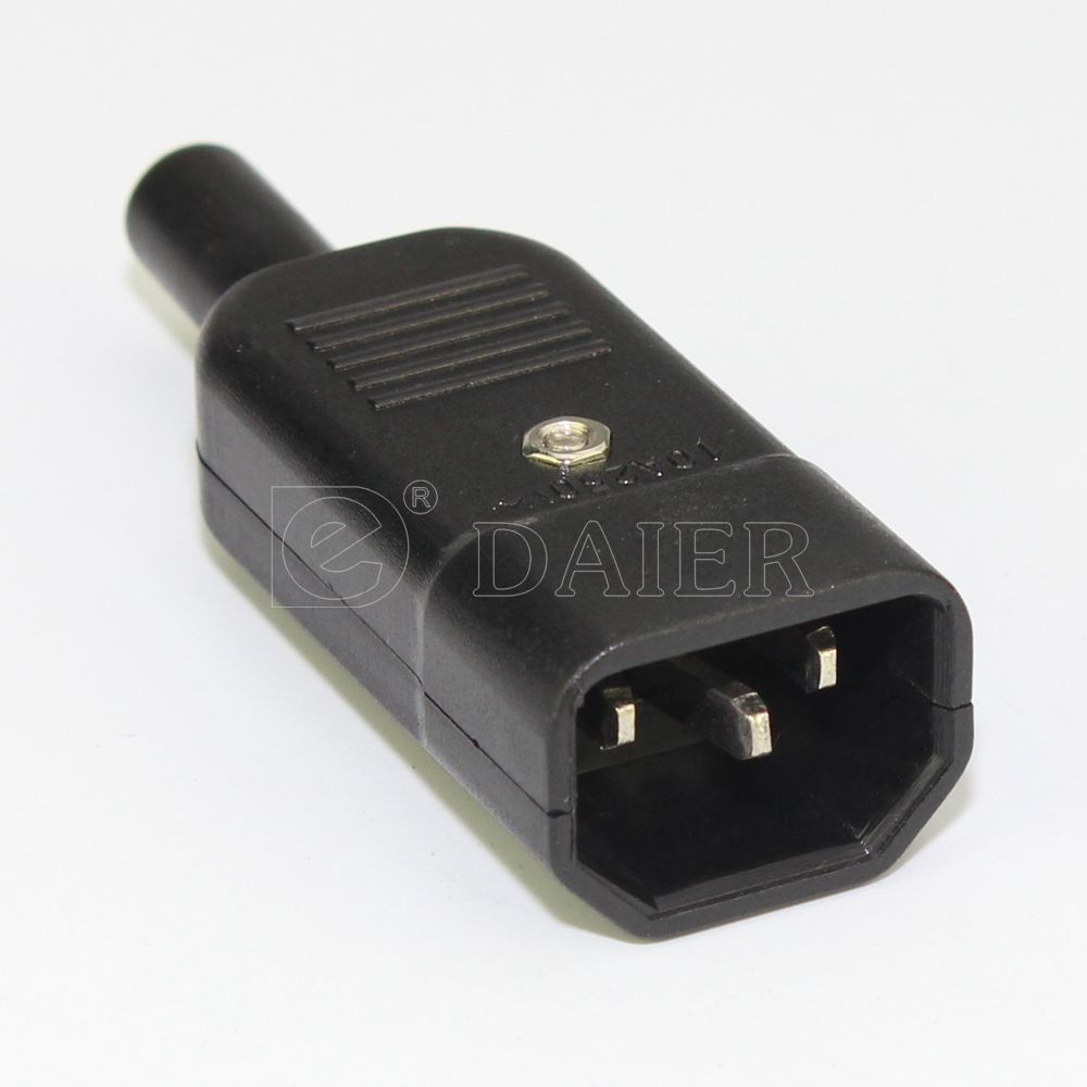 3 Pins Terminals Panel Mount IEC C14 Male Inline Adapter Plug Power Socket Connectors