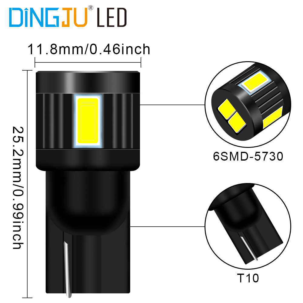 New Original Led Automotivo T10 5730 6smd 0.9w 12v W5w 194 Interior Parking Light Reading Lamp With Wholesale Price