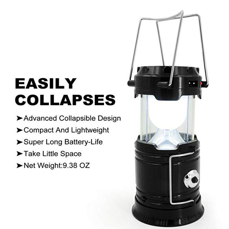 Ningbo 3 in 1 Collapsible Portable Outdoor Rechargeable Solar LED Camping Lantern  for Emergency lamp