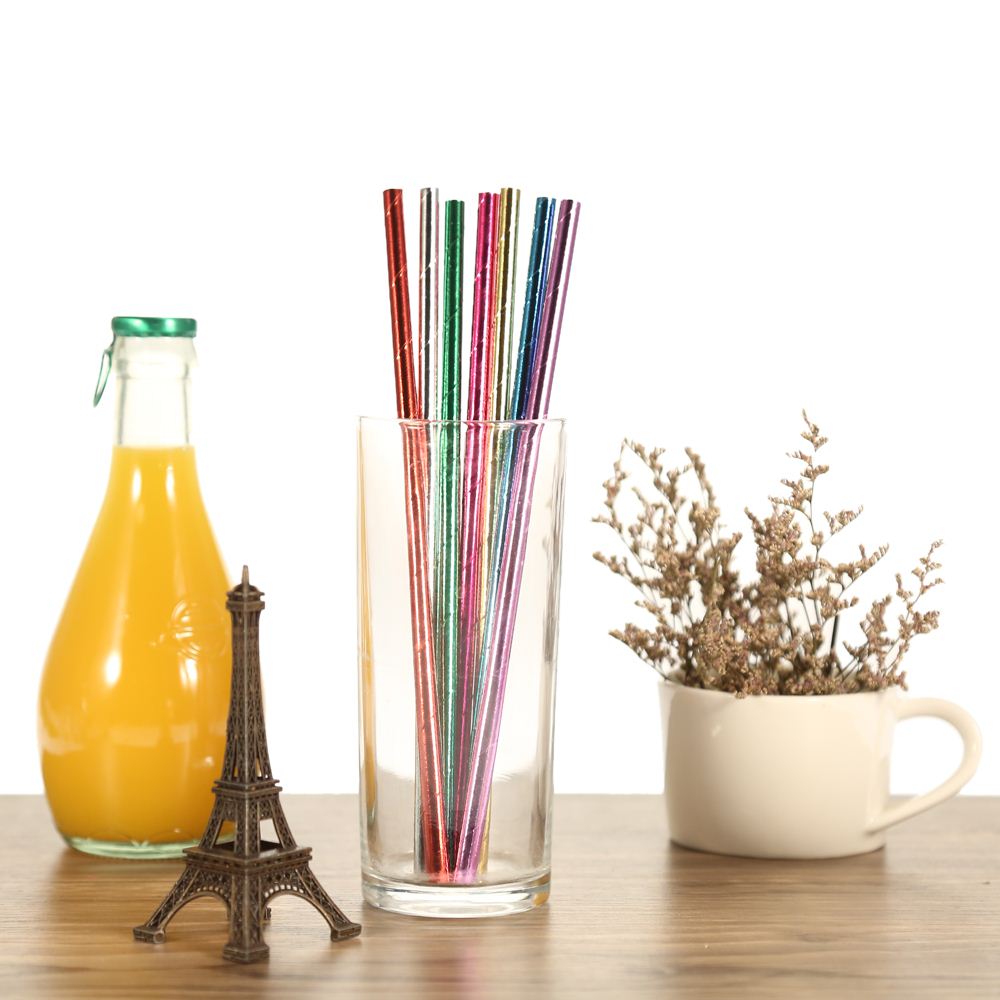 100pcs/lot Paper Straws 7 Solid Color Food Grade Paper Straws for Birthday Wedding Baby Shower Celebration and Party