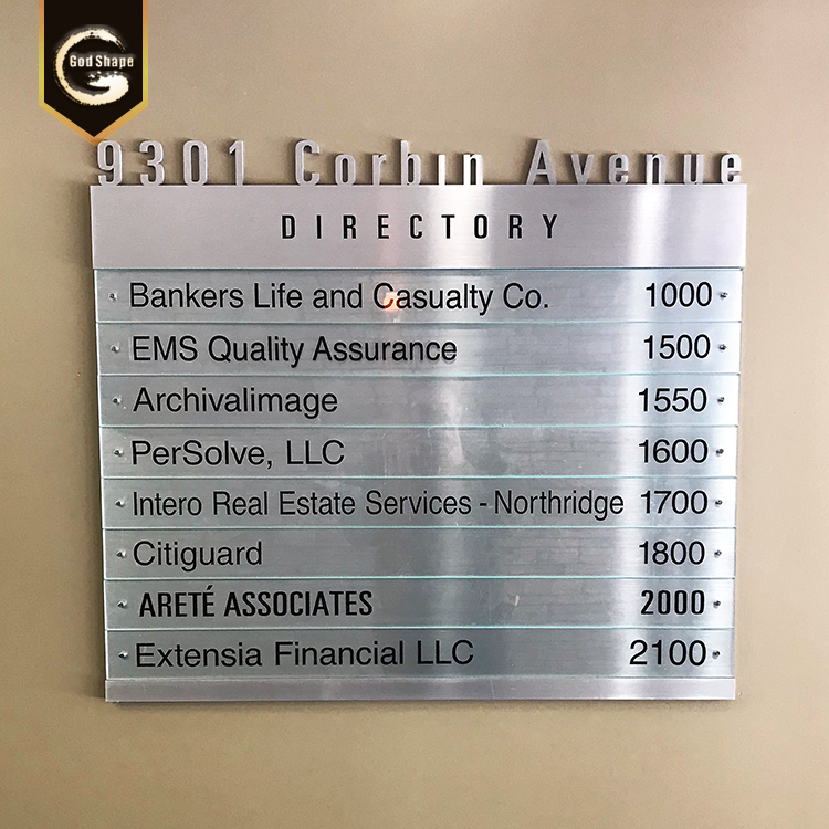 Building floor directional aluminum profile single side wayfinding wall mounted sign