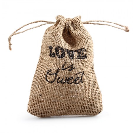 10 Love Is Sweet Burlap Drawstring Favor Bag Bridal Shower Wedding Favors