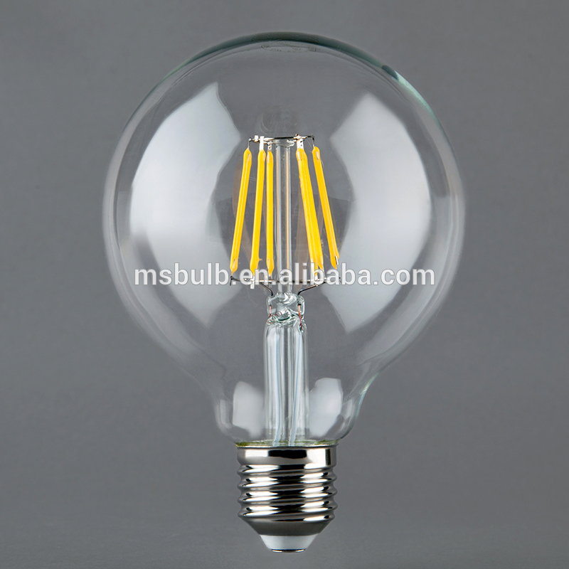 Mingshuai Lighting Edison LED filament bulb g95 full glass lamp 8w E27 220~240V 2700K