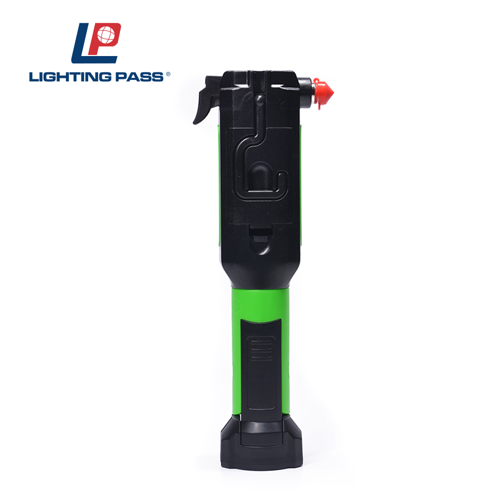 Portable anti-slip COB multi-function magnet safety hammer tool led working light with clamp