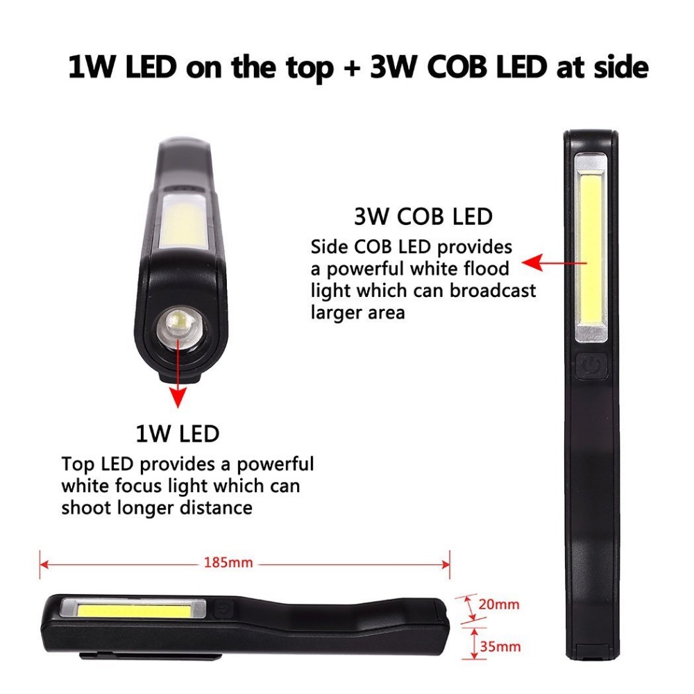 Dual-Function Pocket-Sized Portable COB Floodlight USB COB pen light Rechargeable COB LED Pen Light