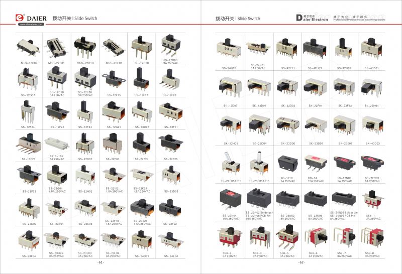 50mA 8 Pin Double Pole SMD Terminal Mini Slide Switch 3 Position