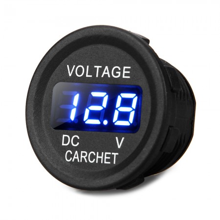 Car Truck Motorcycle DC Voltmeter Voltage Meter Blue LED Digital Display 12-24V