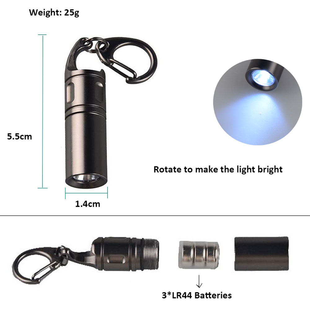 Promotion Gift Mini Stainless Steel Bright led Key Chain Light Gun Color Keychain Light metal