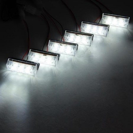 Set Car 18 LED White Strobe Emergency Flashing Grill Light
