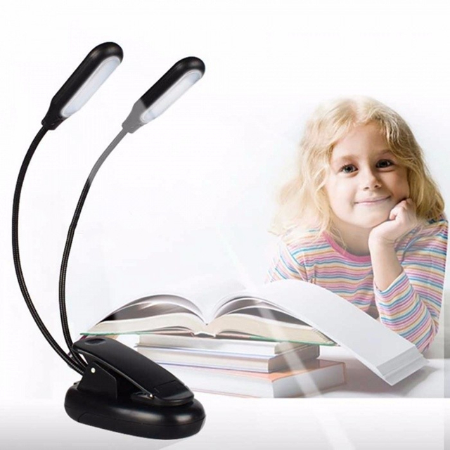 2019 Best Seller Ningbo Goldmore 10LED charging double 5 lamp book holder lamp With Customized Package