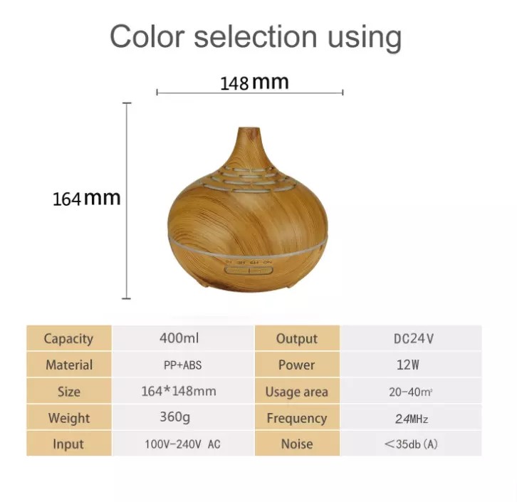 Aroma Essential Oil Diffuser Wood Grain Ultrasonic Aromatherapy Humidifier