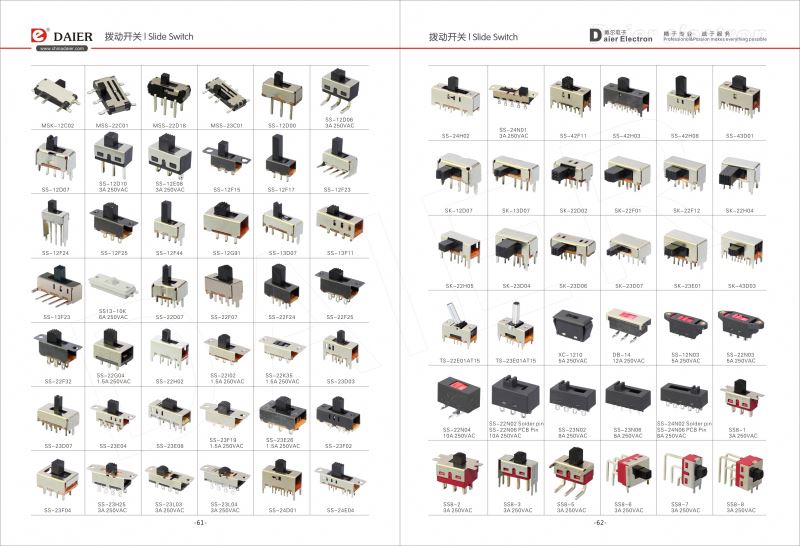 50mA Metal VG Type Handle 6Pin 2P2T Vertical Slide Switch