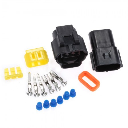 2 Set Car 3 Pin Waterproof Electrical Wire Cable Connector Plug