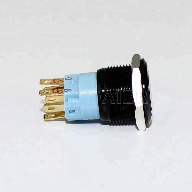 19MM Flat Button Ring Illuminate Momentary Or Latching Waterproof IP67 Metal Oled Push Button