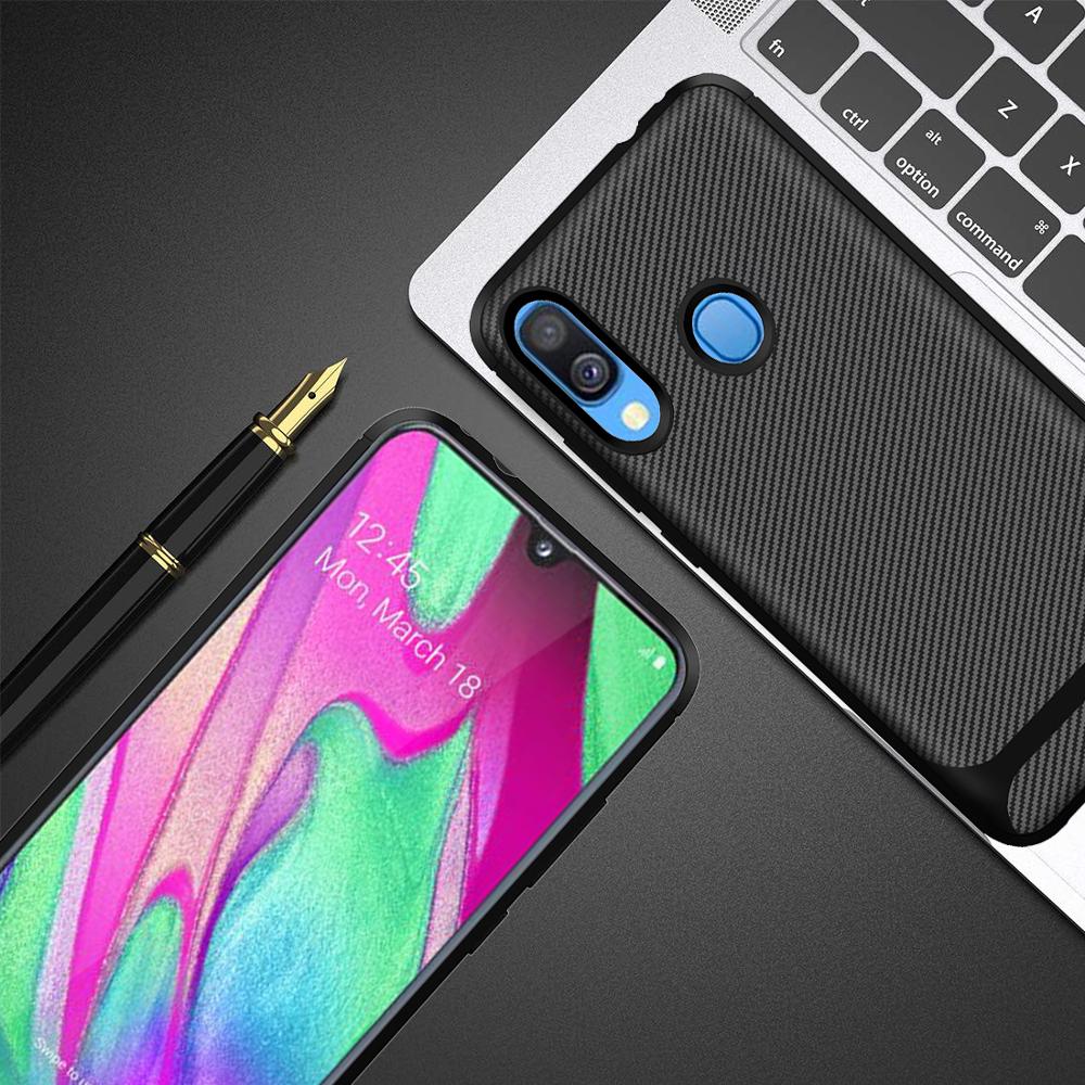 2019 New arrival Silicone carbon fiber phone case for Samsung galaxy A40 back cover