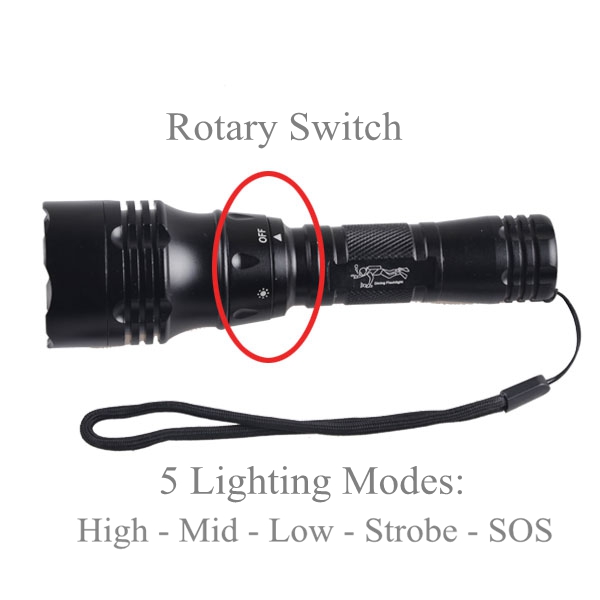 LED Diving Flashlight Controlled by Magnetic Switch High Performance Underwater 100m Dive Flashlight