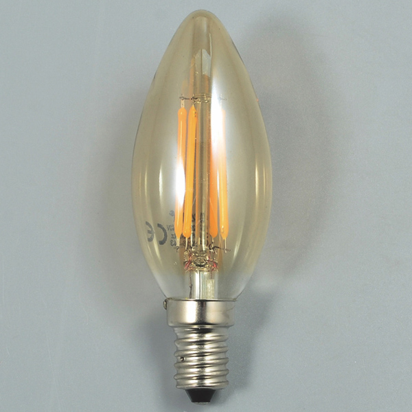 E14 filament led bulb with gold glass material