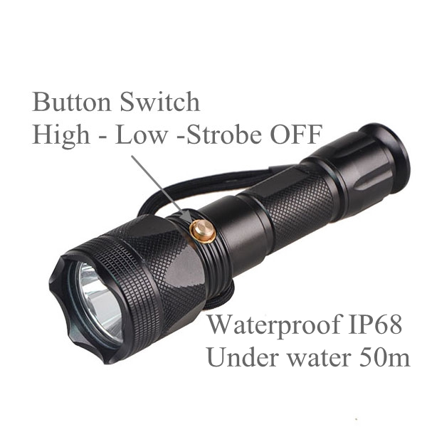 TOPCOM 300 Lumens XPE LED Diving Underwater Flashlight Lamp Torch Light