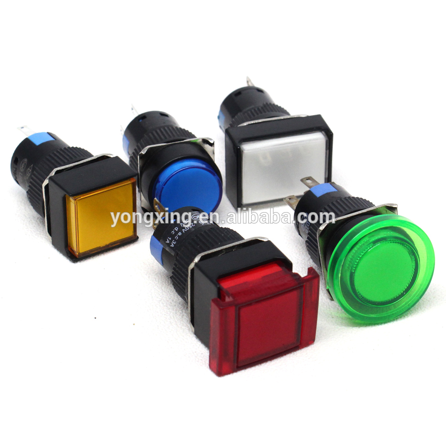 Factory supply 16mm no nc 12 volt dpdt push button switch