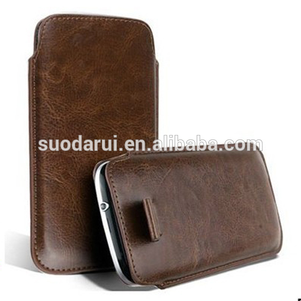 PU Leather Mobile Phone Pull Up Tab Sleeve Bag Pouch for Samsung Galaxy S5 Mini