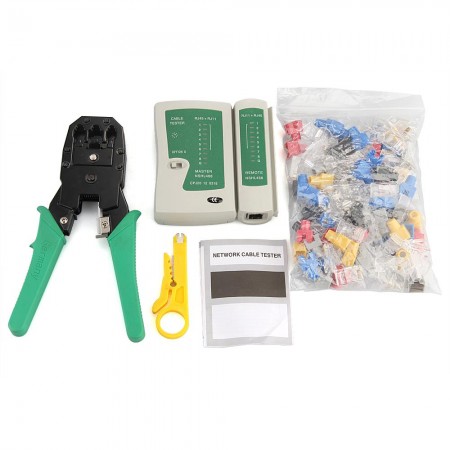 Cable Tester Crimper 100 Connector Plug Network Tool Kit