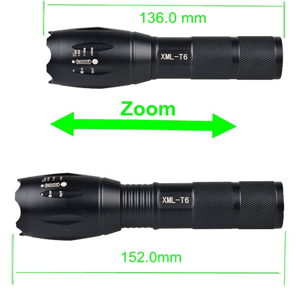 5 Modes XM-L T6 LED Bright 2000 Lumens Adjustable Focus Flashlight Torch Lamp Torch