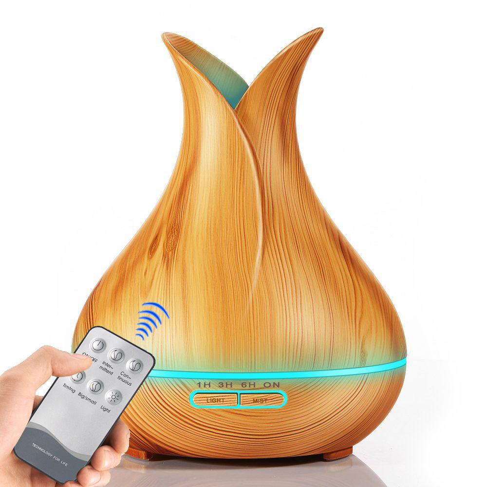 400ml Cool Mist Humidifier Ultrasonic Aroma Essential Oil Diffuser for Office Home Bedroom Living Room Study Yoga Spa - Wood