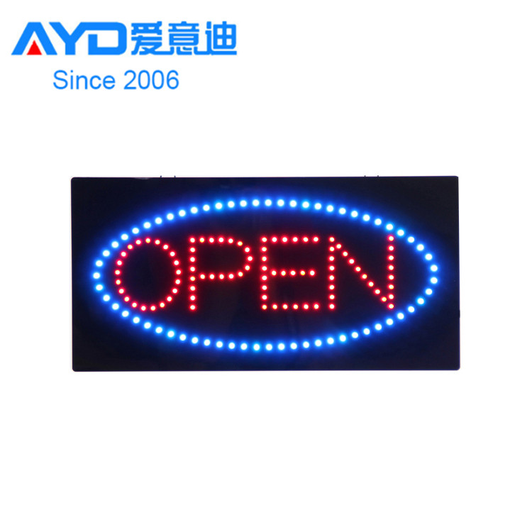 Hidly Hot Sale Open 9*19'' LED Animation Lighted  Open Sign, Cheap Advertising for Food Restaurant, Cafe,  Bar, Coffee Shop