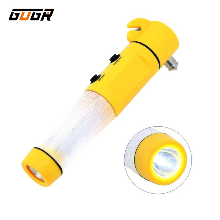 Cheap Plastic Flashlight 4 in1 Multi-function Led Warning Safety Car Hammer Multi-function Flashlight