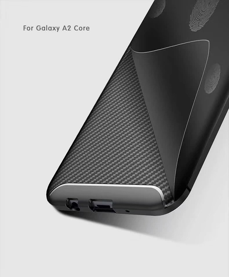 Carbon Fiber 360 Protective phone case For Samsung galaxy A2 Core TPU Silicone back cover case
