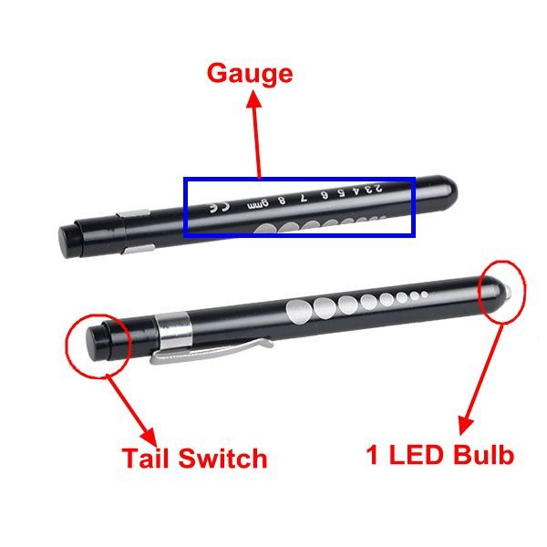 Led Medical Pen light Pupil Gauge Pocket Clip led Bluk Pen Lights