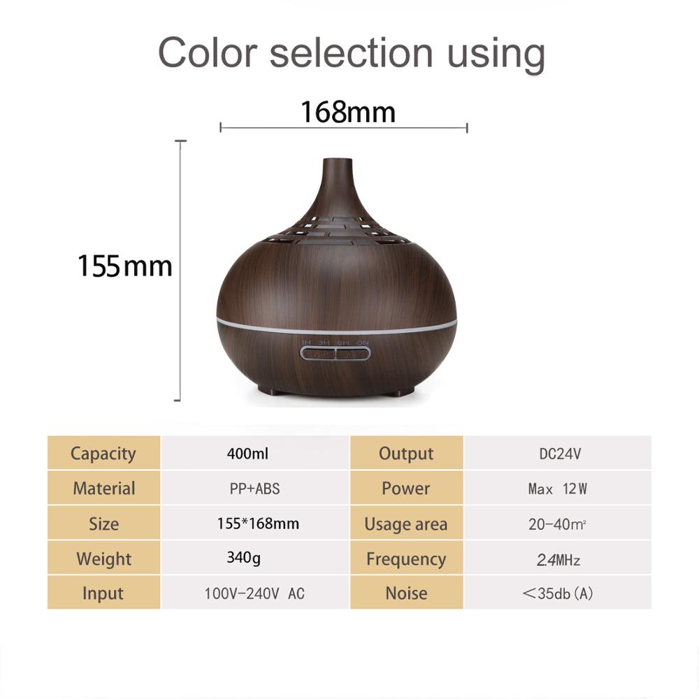 Timer Adjustable Diffuser,400ml  whisper quiet cool mist Humidifier for home spa office hotel