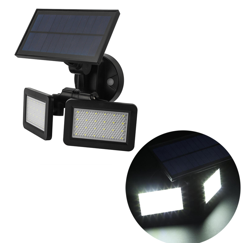 5IN1 48LED Dual Head Solar Radar Sensing Wall Lights PIR Motion Sensor Outdoor Garden Spot Floodlight